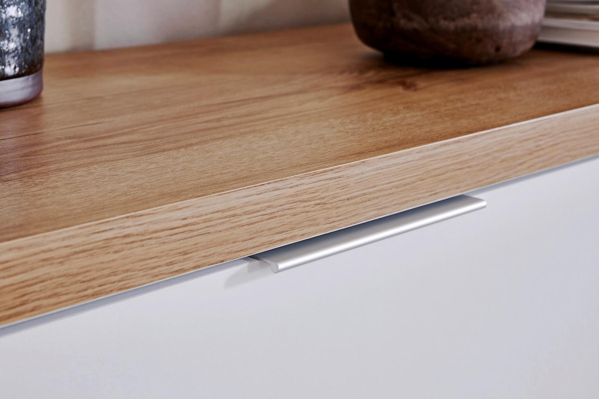 SIDEBOARD  in 160/77/39 cm  - Eichefarben/Alufarben, KONVENTIONELL, Holzwerkstoff/Metall (160/77/39cm) - Livetastic