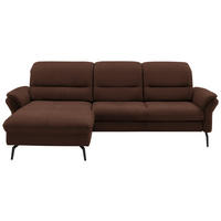 ECKSOFA in Flachgewebe Dunkelbraun  181/260 cm  - Dunkelbraun/Schwarz, KONVENTIONELL, Textil/Metall (181/260cm) - Beldomo Speed