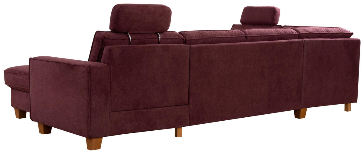 WOHNLANDSCHAFT in Flachgewebe Dunkelrot  - Eichefarben/Dunkelrot, Konventionell, Holz/Textil (213/309/161cm) - Sit & More