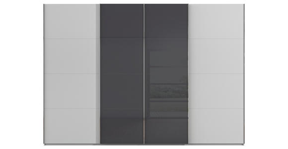 SCHWEBETÜRENSCHRANK 316/223/68 cm 4-türig Grau, Schwarz - Chromfarben/Schwarz, KONVENTIONELL, Glas/Holzwerkstoff (316/223/68cm) - Novel