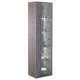 VITRINE  in furniert Eiche Schwarz, Eichefarben - Eichefarben/Anthrazit, Design, Glas/Holz (50/190/37cm) - Novel