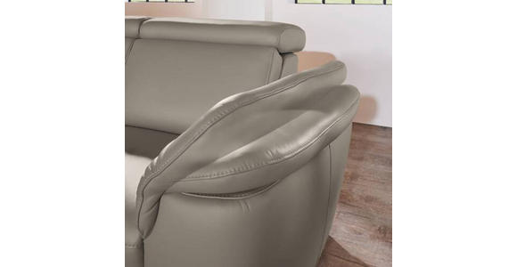 ECKSOFA in Echtleder Graubraun  - Graubraun/Alufarben, Design, Leder/Metall (242/271cm) - Cantus