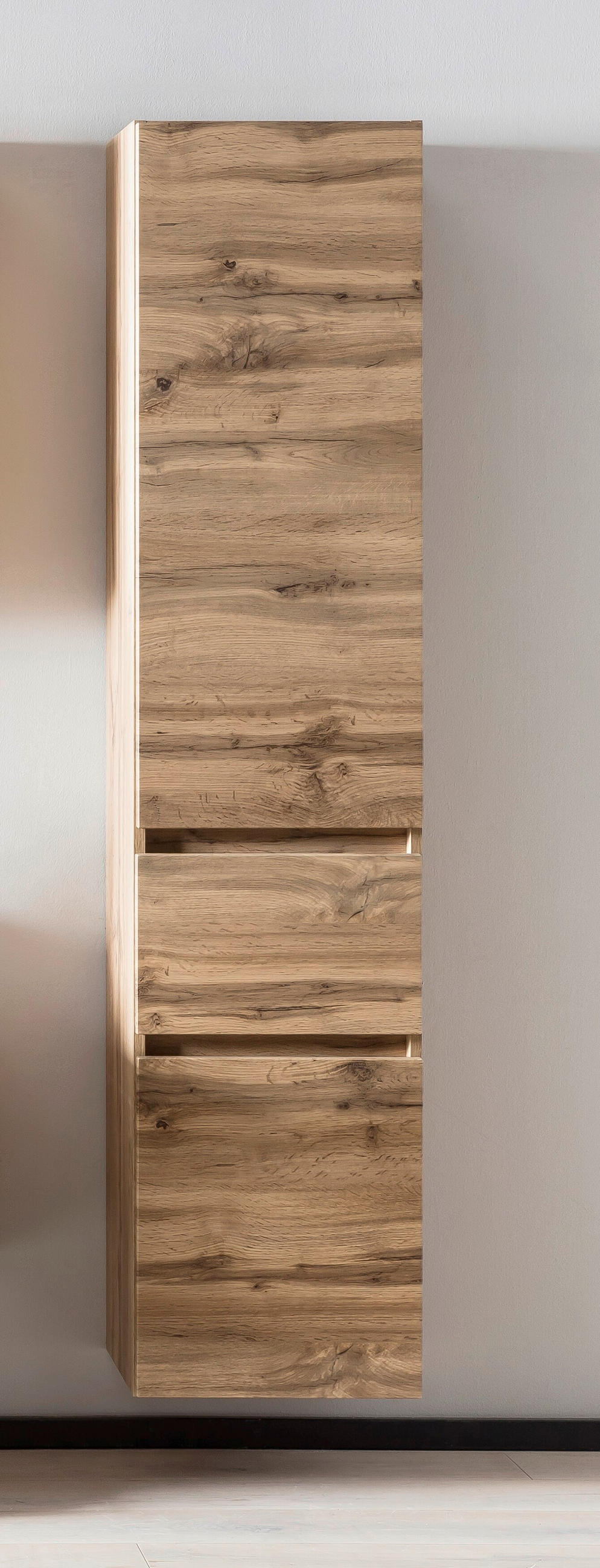 HOCHSCHRANK 40/180/35 cm  - Eiche Wotan/Silberfarben, Natur, Holzwerkstoff/Kunststoff (40/180/35cm) - Xora