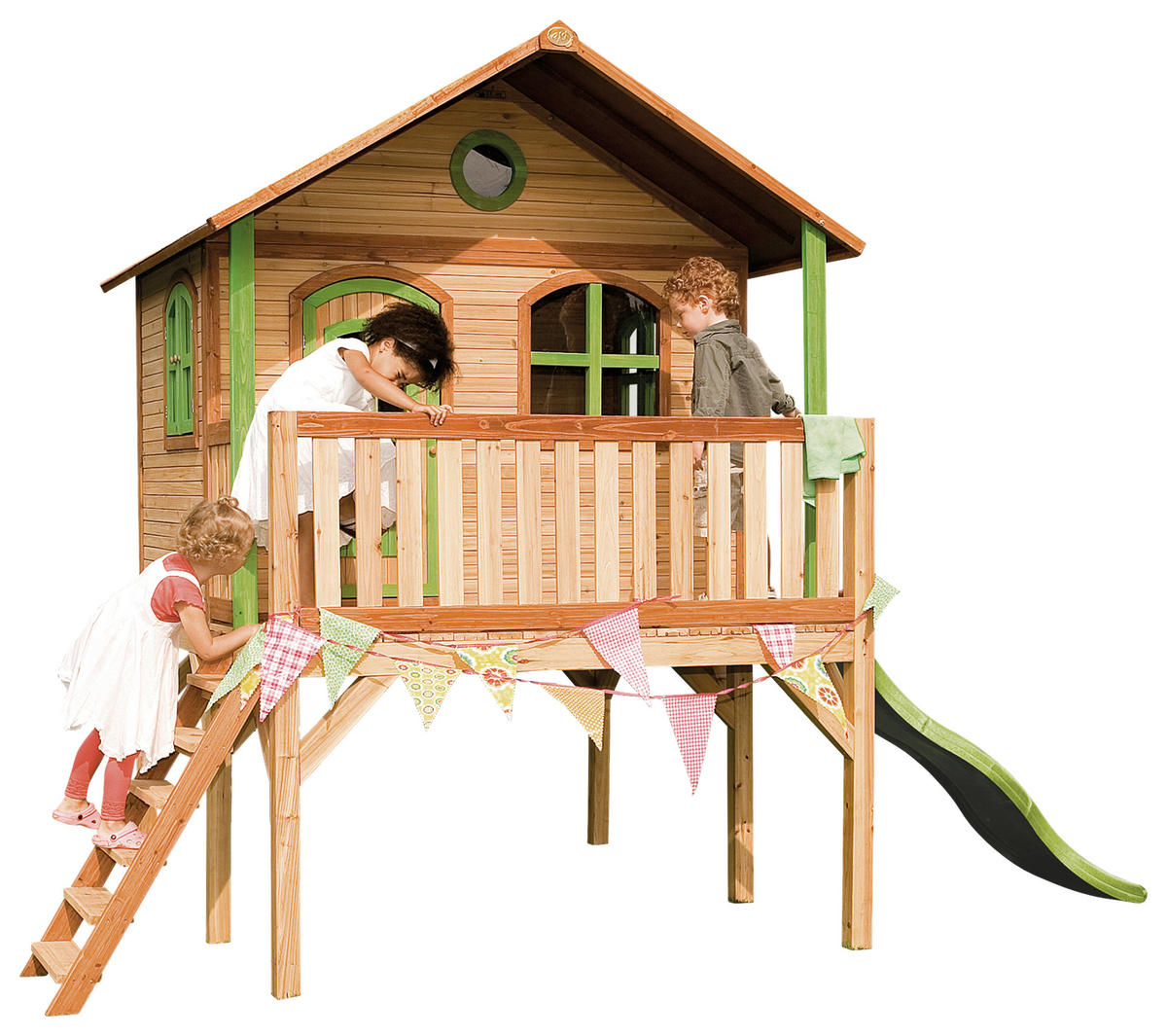 SPIELHAUS 380/274/212 cm  - Braun/Grün, KONVENTIONELL, Holz/Kunststoff (380/274/212cm) - Ambia Garden