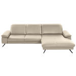 ECKSOFA in Echtleder Creme  - Creme/Schwarz, Design, Leder/Metall (328/193cm) - Dieter Knoll