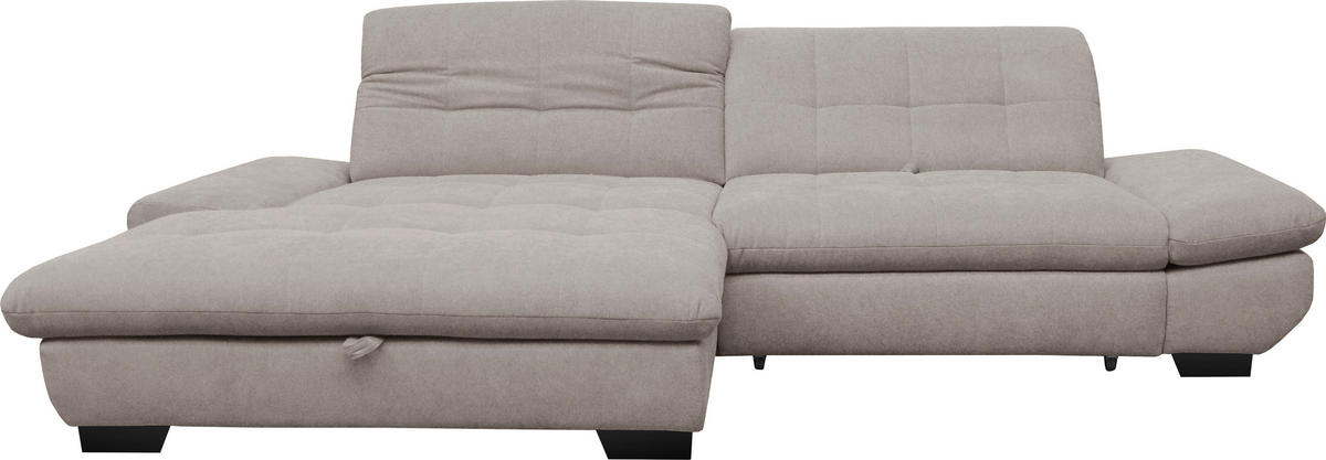 ECKSOFA in Mikrofaser Hellgrau  198/290 cm  - Hellgrau/Schwarz, Design, Textil/Metall (198/290cm) - Xora
