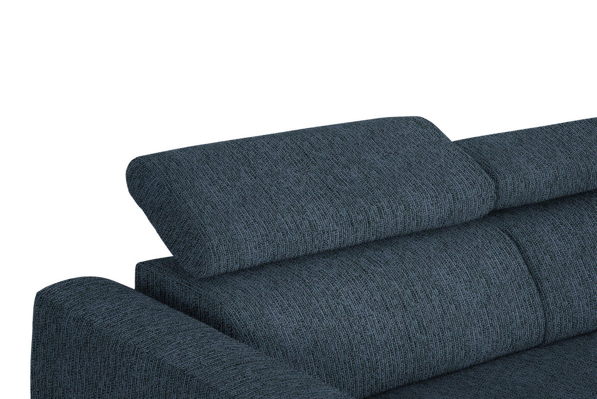 ECKSOFA in Webstoff Blau  - Blau/Schwarz, Design, Textil/Metall (280/205cm) - MID.YOU