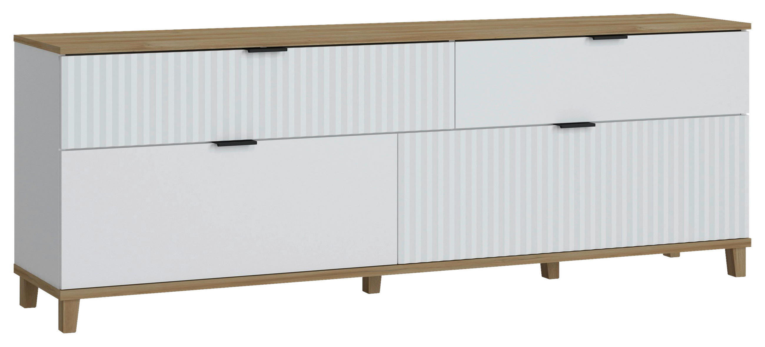 TV-Element Plisse Weiß/Grandson Eiche B: 183,8cm