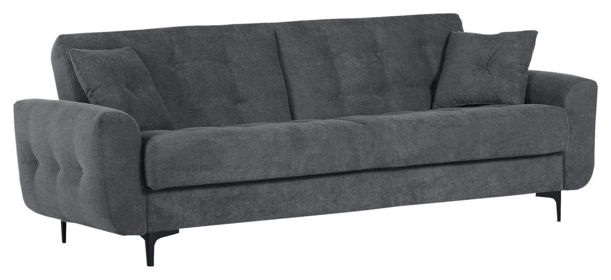 SCHLAFSOFA in Flachgewebe Anthrazit  - Anthrazit/Schwarz, KONVENTIONELL, Textil/Metall (230/84/95cm) - Xora