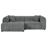 ECKSOFA Dunkelgrau Cord Zierkissen, Rücken echt  - Dunkelgrau/Schwarz, KONVENTIONELL, Kunststoff/Textil (162/250cm) - Carryhome