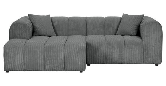 ECKSOFA Dunkelgrau Cord Zierkissen, Rücken echt  - Dunkelgrau/Schwarz, KONVENTIONELL, Kunststoff/Textil (162/250cm) - Carryhome