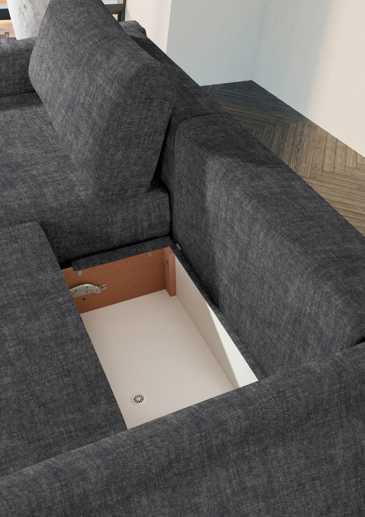 2,5-SITS SOFFA i velour grå  - svart/grå, Design, textil/plast (240/70/125cm) - Livetastic