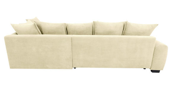 ECKSOFA Naturfarben Cord Rückenkissen, Armlehnenkissen, Bettkasten, Schlaffunktion, Rücken echt, Liegefläche im Originalstoff  - Schwarz/Naturfarben, KONVENTIONELL, Kunststoff/Textil (304/212cm) - Carryhome