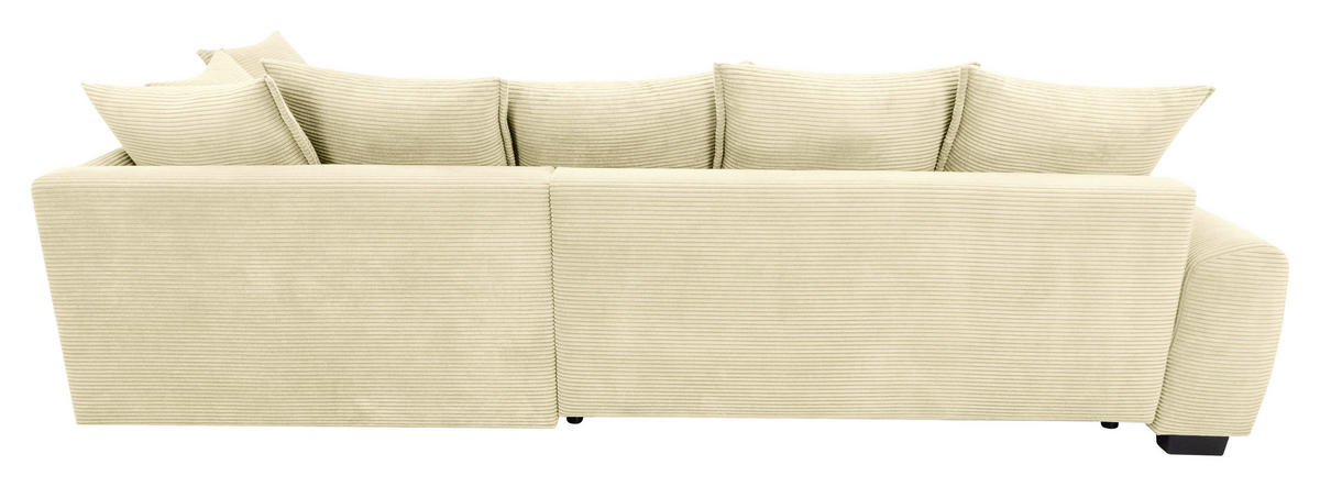 ECKSOFA Naturfarben Cord Rückenkissen, Armlehnenkissen, Bettkasten, Schlaffunktion, Rücken echt, Liegefläche im Originalstoff  - Schwarz/Naturfarben, KONVENTIONELL, Kunststoff/Textil (304/212cm) - Carryhome