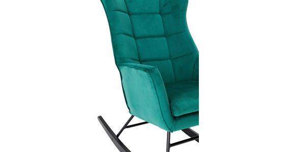 SCHAUKELSTUHL in Samt Grün, Schwarz - Schwarz/Grün, Trend, Holz/Textil (96/89/68cm) - Xora