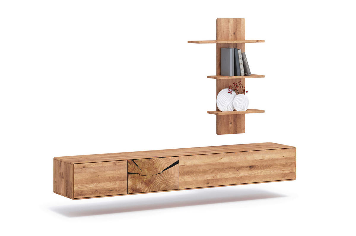 WOHNWAND 2-teilig  in Wildeiche  220/136,5/40 cm  - Wildeiche, Basics, Holz (220/136,5/40cm) - Livetastic