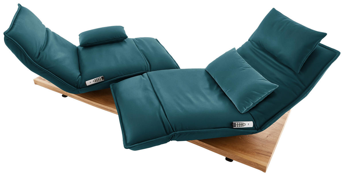 2-SITZER-SOFA in Leder Petrol  - Eichefarben/Petrol, Natur, Leder/Holz (240/63/115cm) - Koinor