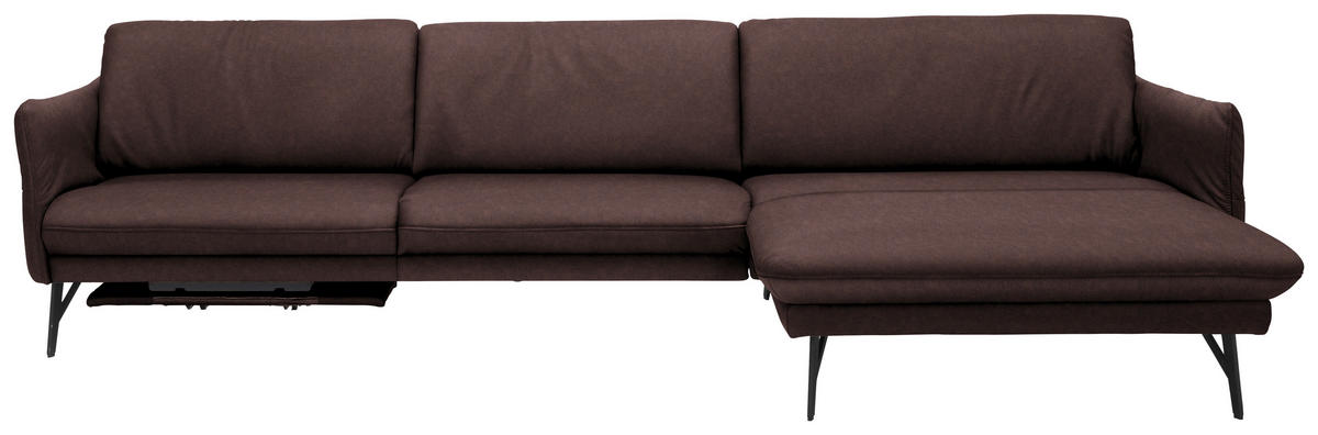 ECKSOFA in Echtleder Braun  - Anthrazit/Braun, Design, Leder/Metall (330/174cm) - Himolla