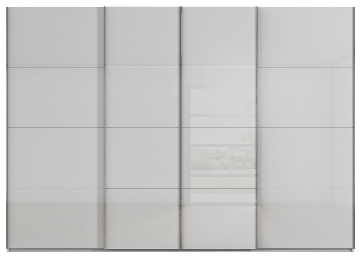 SCHWEBETÜRENSCHRANK 316/235/68 cm 4-türig Seidengrau  - Chromfarben/Seidengrau, Design, Glas/Holzwerkstoff (316/235/68cm) - Novel