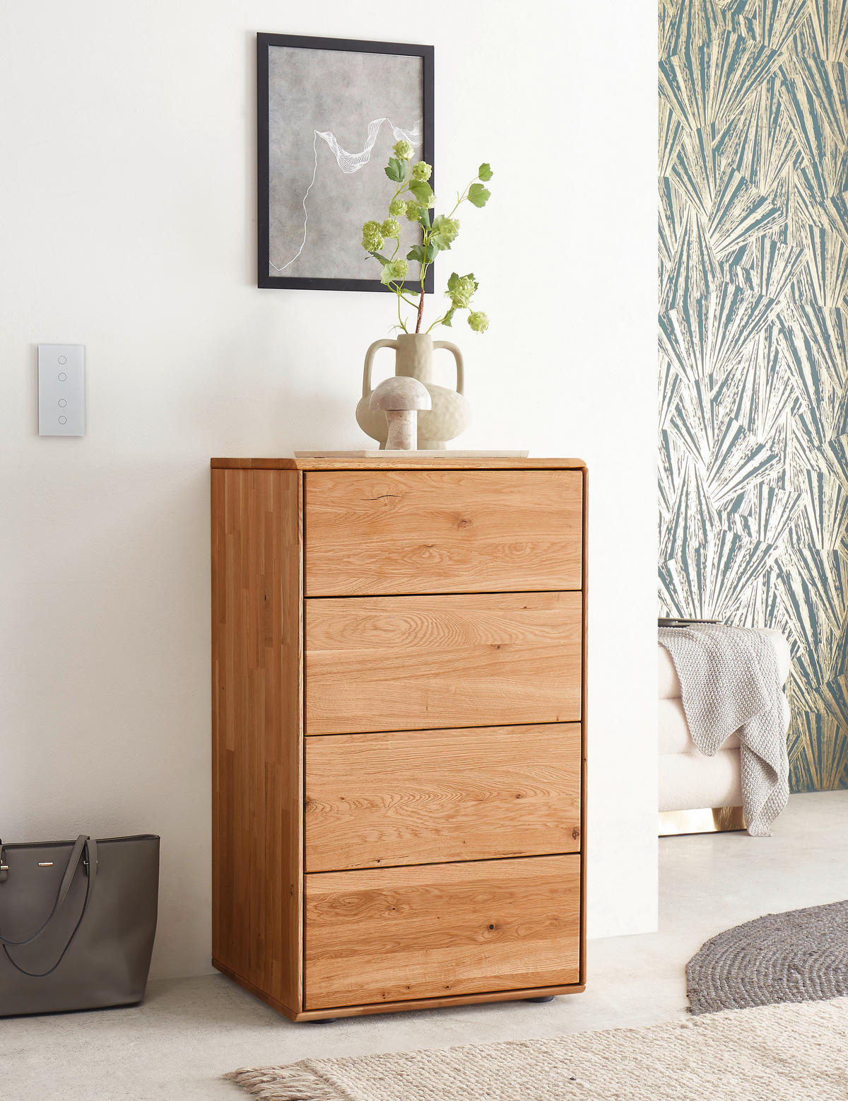 KOMMODE , 51/91/40 cm, 4 Schublade(n)  - Wildeiche, Design, Holz (51/91/40cm) - Livetastic