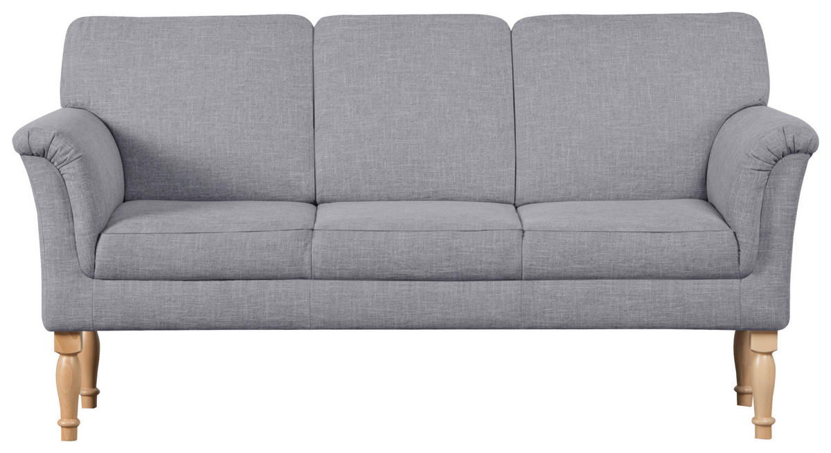 SOFA Flachgewebe Grau  - Naturfarben/Grau, Romantik / Landhaus, Holz/Textil (186/96/80cm) - Sit & More