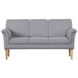 SOFA Flachgewebe Grau  - Naturfarben/Grau, ROMANTIK / LANDHAUS, Holz/Textil (186/96/80cm) - Cantus