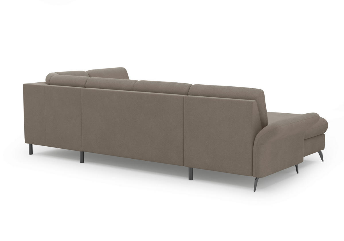 WOHNLANDSCHAFT in Flachgewebe Schlammfarben  - Schlammfarben/Schwarz, KONVENTIONELL, Textil/Metall (164/314/195cm) - Sit & More