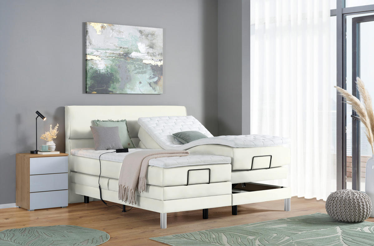 BOXSPRINGBETT 180/200 cm  in Weiss  - Chromfarben/Weiss, Konventionell, Kunststoff/Textil (180/200cm) - Voleo