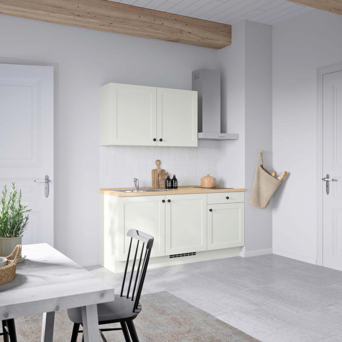 KÜCHENBLOCK Cascada 180 cm  in Weiß, Eichefarben  - Eichefarben/Schwarz, MODERN, Holzwerkstoff/Metall (180cm) - Nobilia