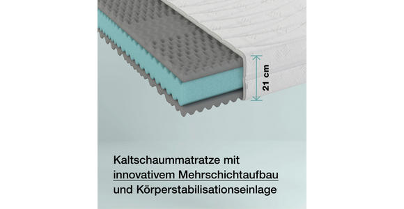 KALTSCHAUMMATRATZE 80/200 cm Höhe ca. 21 cm  - Weiß, Basics, Textil (80/200cm) - Sleeptex