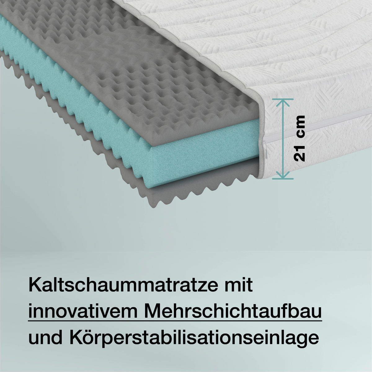 KALTSCHAUMMATRATZE 160/200 cm Höhe ca. 21 cm 7 -Zonen - Weiß, Basics, Textil (160/200cm) - Boxxx