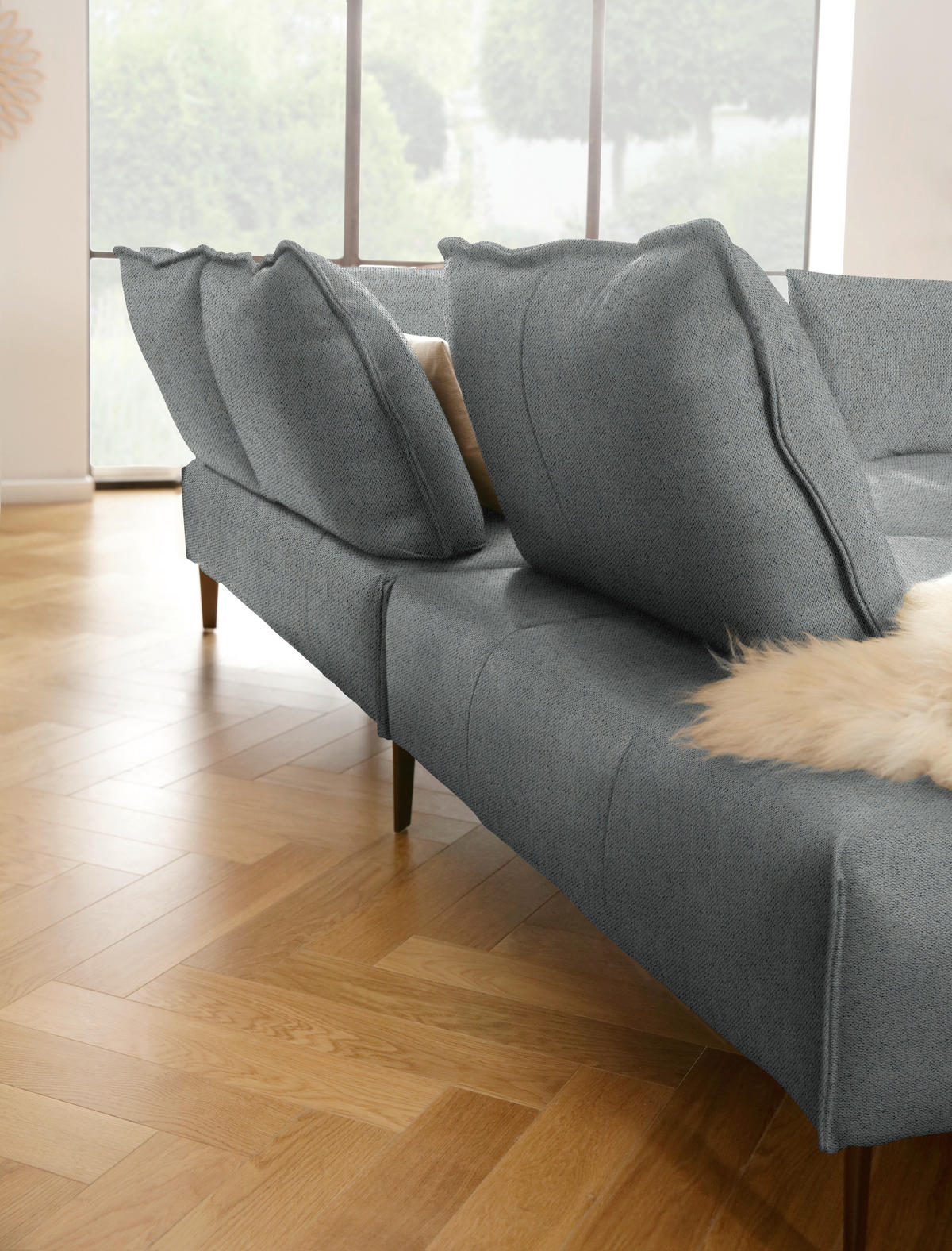 ECKSOFA in Webstoff Dunkelgrau  - Dunkelgrau/Schwarz, Modern, Textil/Metall (272/340cm) - W.Schillig