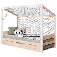 AUSZIEHBETT 90/200 cm,  in Naturfarben, Weiß, Bettkasten, Befestigungsmaterial, Rollrost für Zusatzbett, Rollrost für Hauptbett, Matratze für Hauptbett  - Naturfarben/Weiß, MODERN, Holz/Textil (90/200cm) - Livetastic