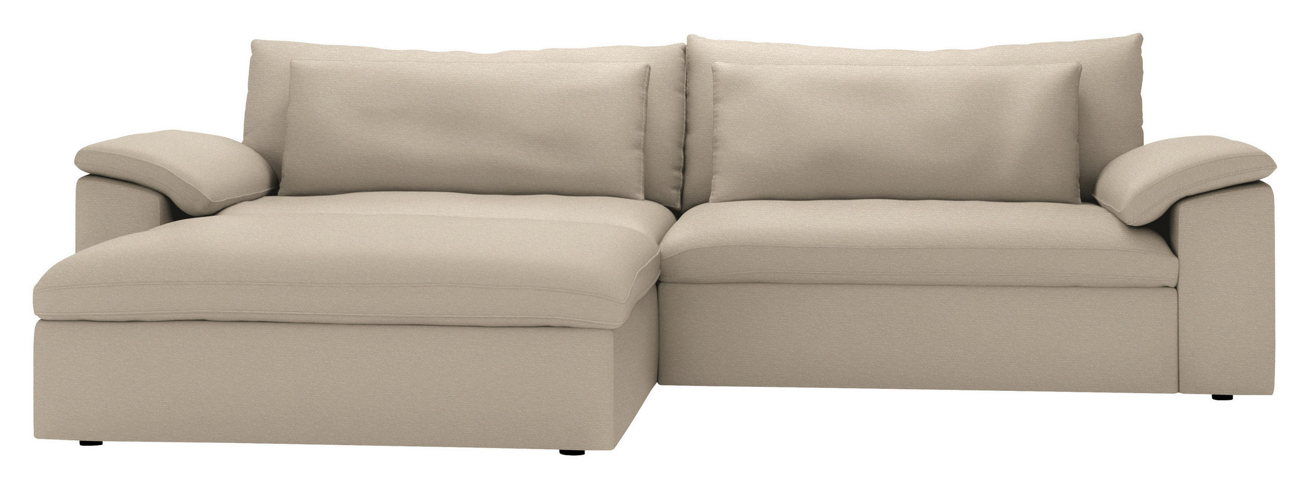 ECKSOFA 198/306 cm  in Chenille Greige Rückenkissen, Nierenkissen, Armlehnenkissen, Rücken echt  198/306 cm  - Greige/Schwarz, MODERN, Kunststoff/Textil (198/306cm) - Carryhome