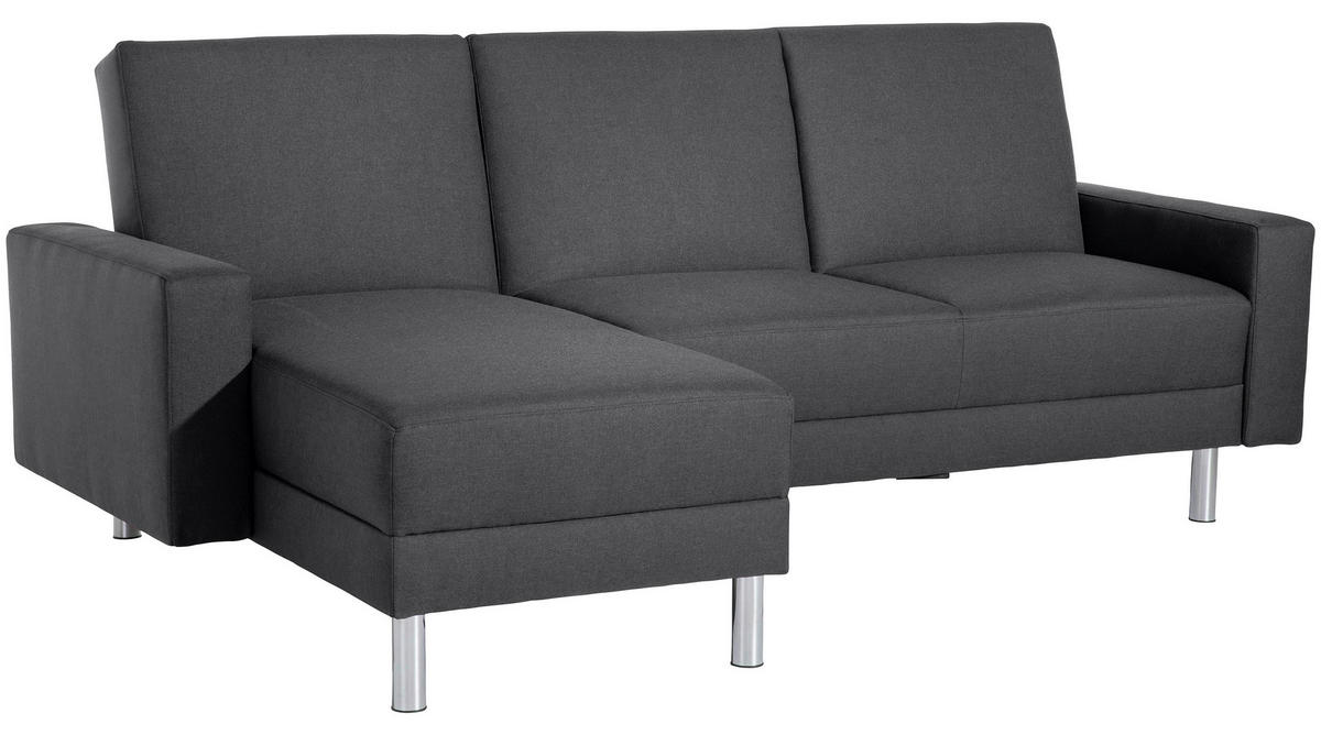 ECKSCHLAFSOFA inkl. Hocker in Graphitfarben Textil   - Chromfarben/Graphitfarben, Konventionell, Textil/Metall (152/230cm) - Max Winzer