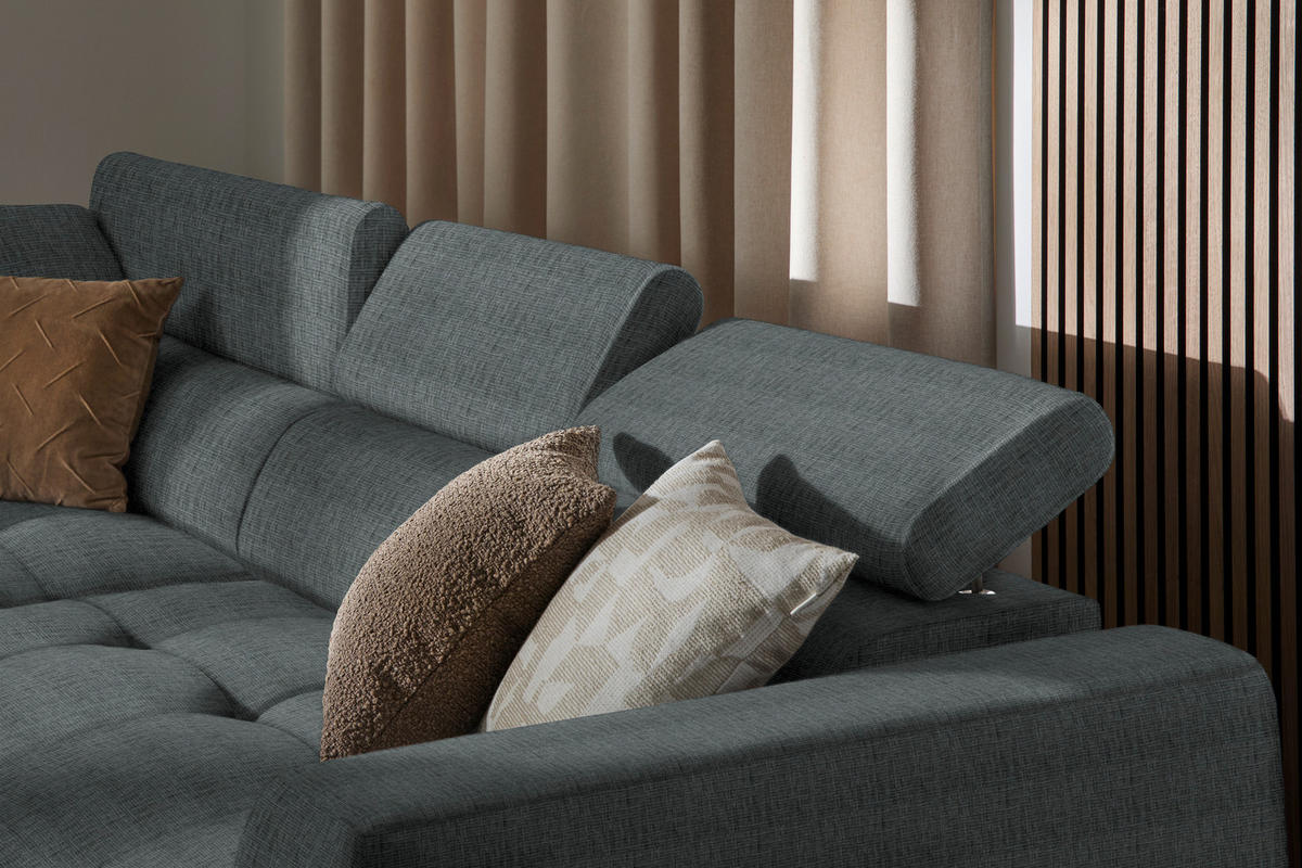 ECKSOFA in Chenille Grau  205/284 cm  - Schwarz/Grau, Design, Kunststoff/Textil (205/284cm) - Xora