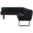 ECKBANK 178/237 cm Struktur Echtleder Schwarz   - Schwarz, Design, Leder/Textil (178/237cm) - Novel