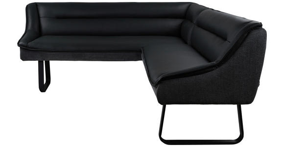 ECKBANK 178/237 cm Struktur Echtleder Schwarz   - Schwarz, Design, Leder/Textil (178/237cm) - Novel