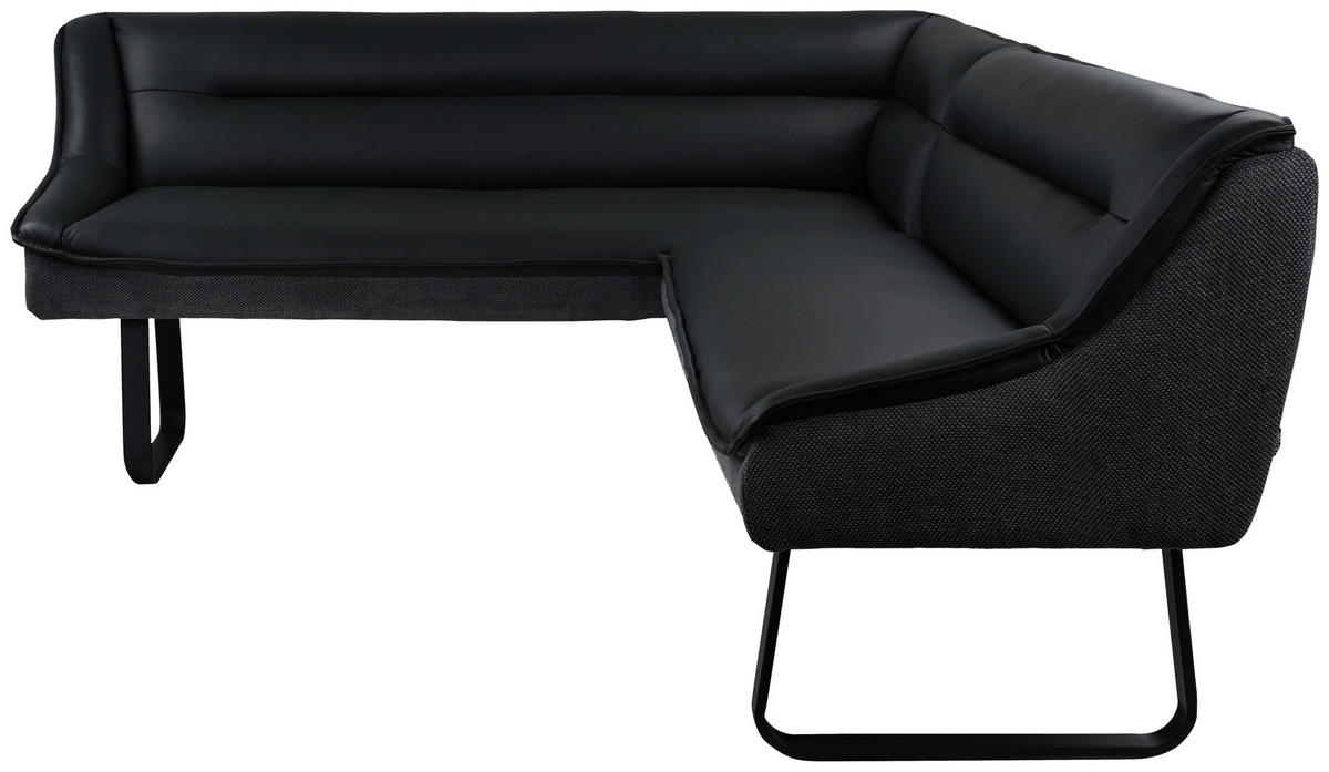 ECKBANK 178/237 cm Struktur Echtleder Schwarz   - Schwarz, Design, Leder/Textil (178/237cm) - Novel