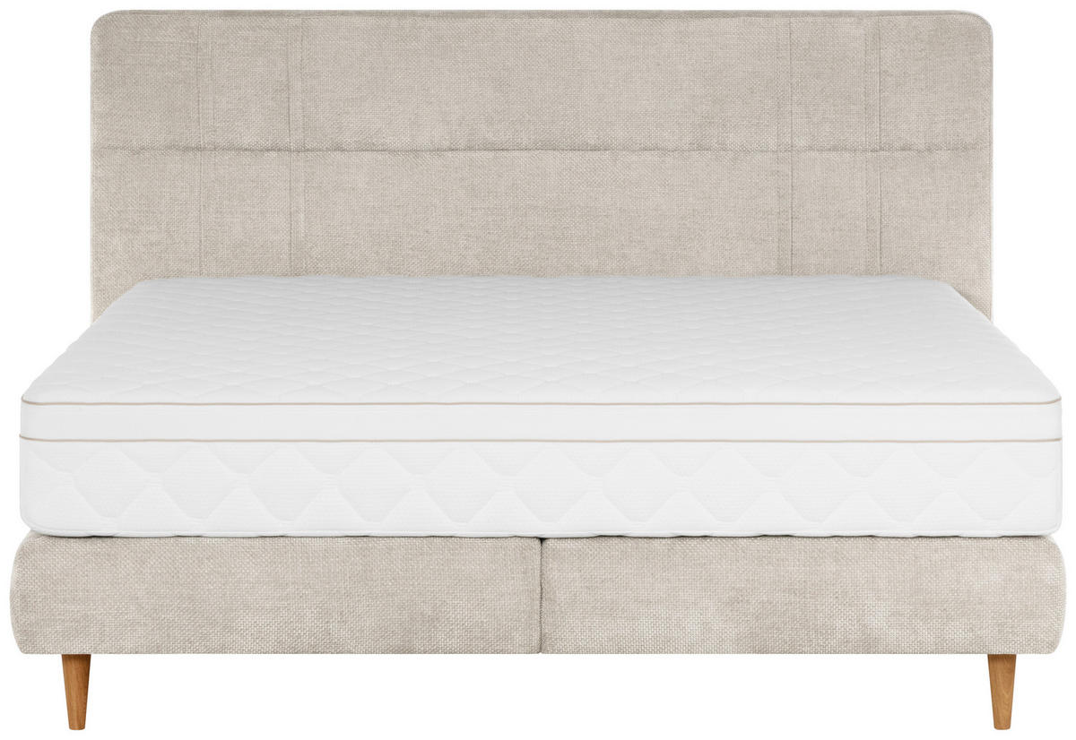 BOXSPRINGBETT 160/200 cm  in Beige  - Eichefarben/Beige, MODERN, Holz/Textil (160/200cm) - Welnova