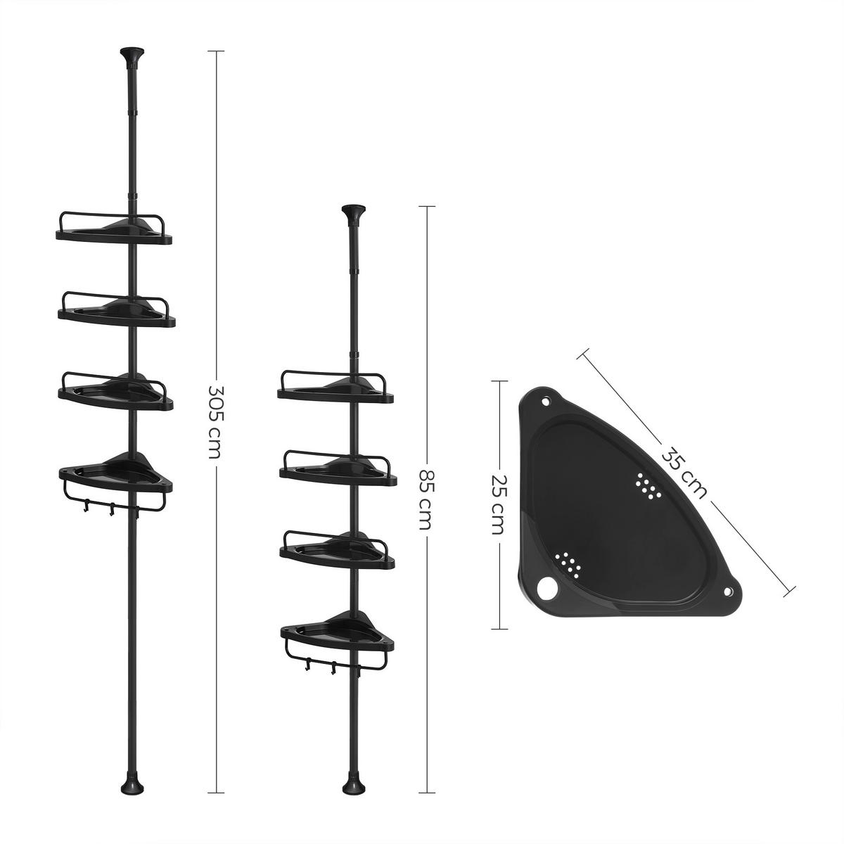 REGÁL DO SPRCHY - černá, Basics, kov/plast (35/85-305/25cm)