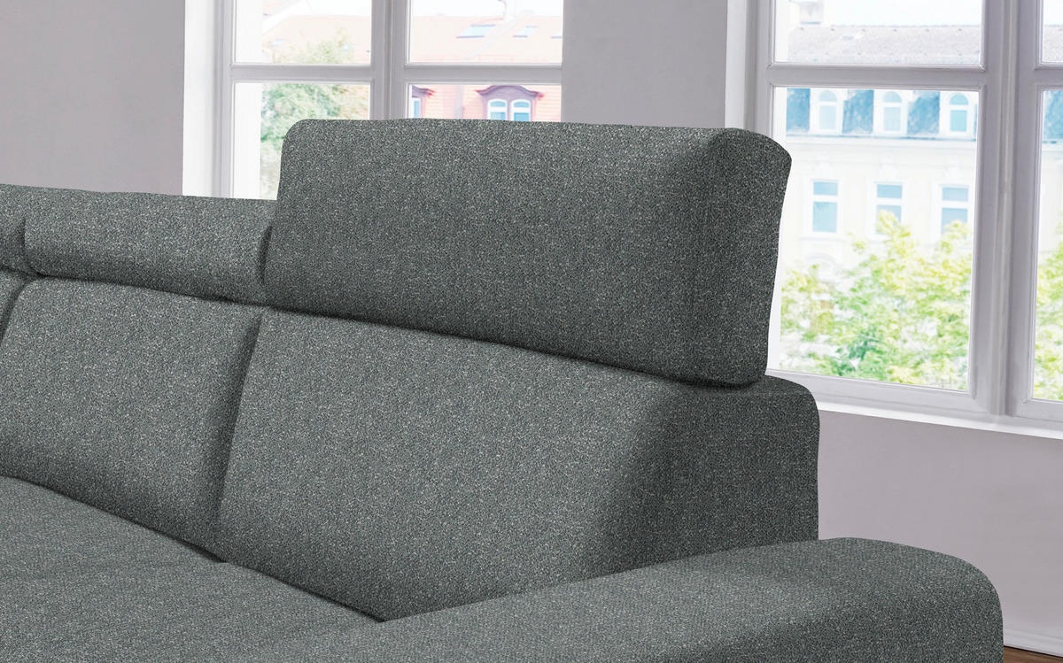 ECKSOFA  in Mikrovelours Graugrün  205/308 cm  - Alufarben/Graugrün, Design, Textil/Metall (205/308cm) - Sedda