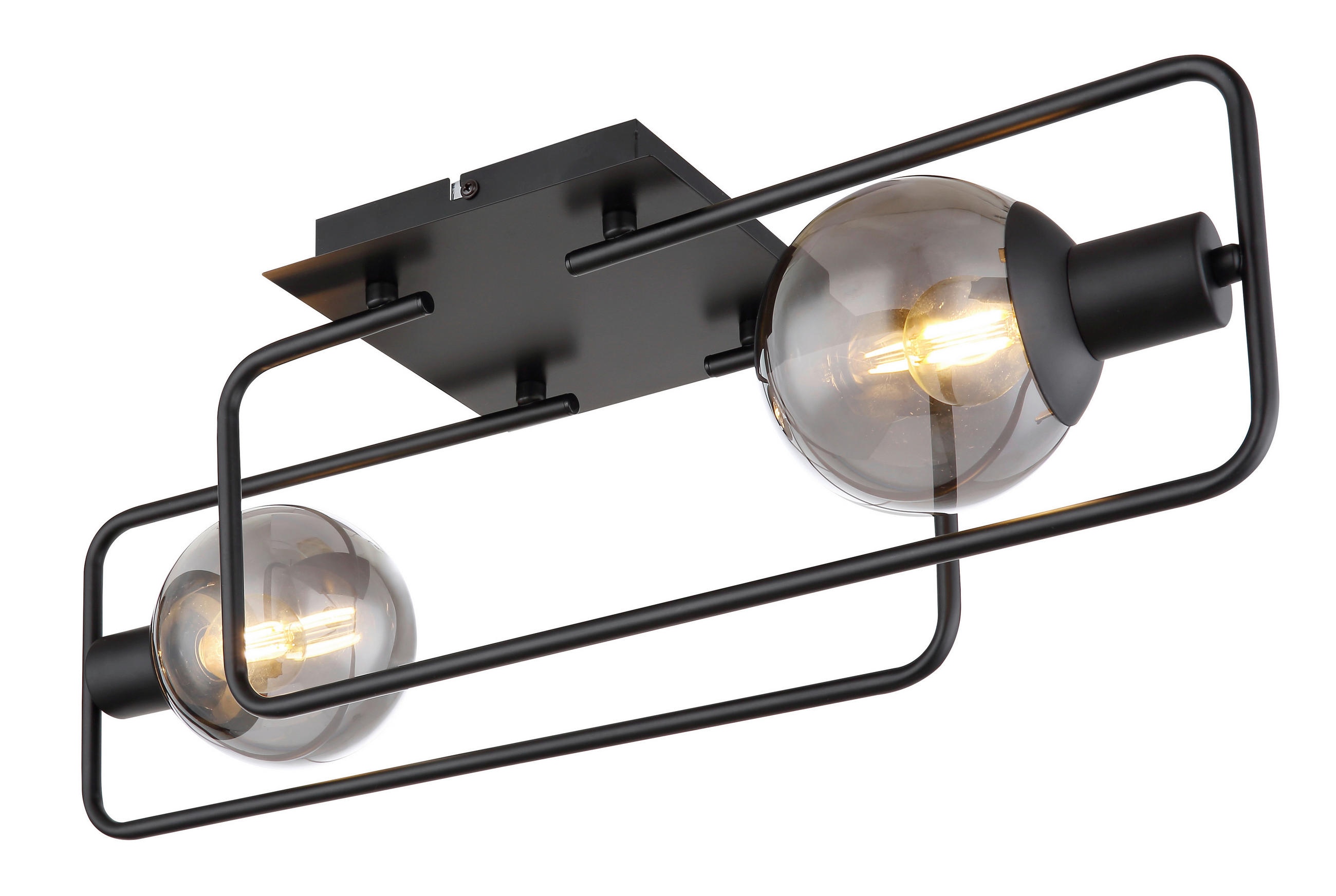 DECKENLEUCHTE 61/23/19 cm   - Schwarz, Design, Glas/Metall (61/23/19cm) - Globo