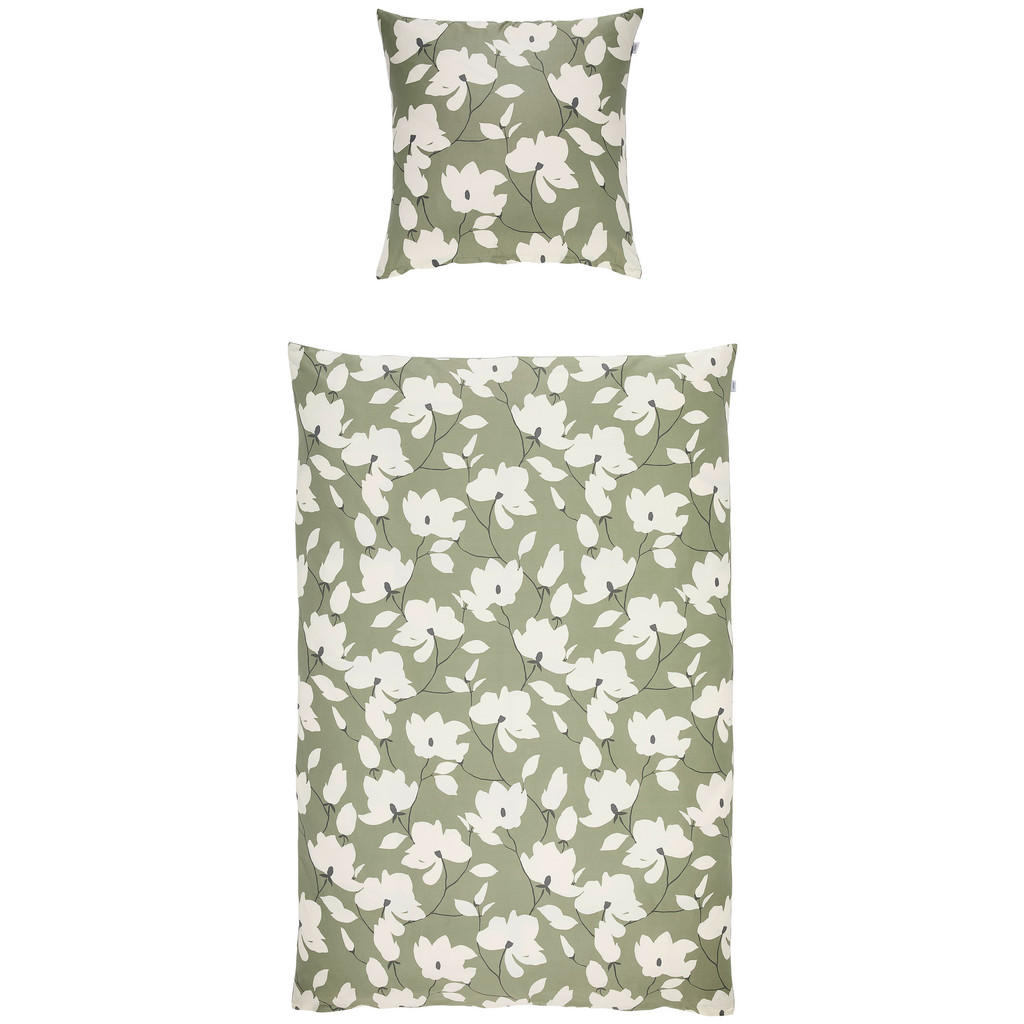 Thumbnail - Schöner Wohnen Wendebettwäsche Schöner Wohnen - Fleur khaki, Grün, Khaki, Textil, Floral, 155x220 cm, pflegeleicht, haut...