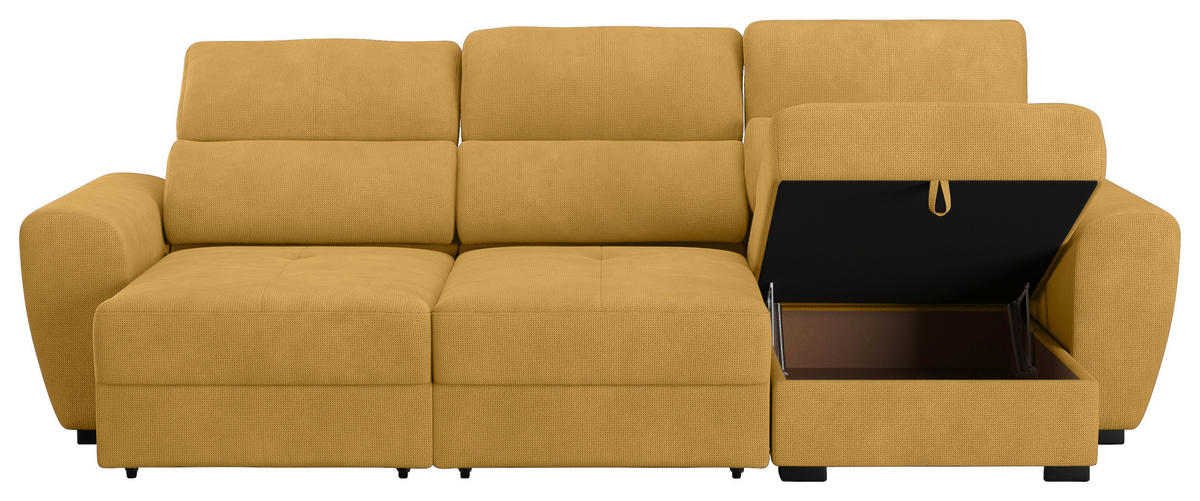 ECKSOFA in Mikrofaser Senfgelb  - Senfgelb/Schwarz, Konventionell, Kunststoff/Textil (285/177cm) - MID.YOU