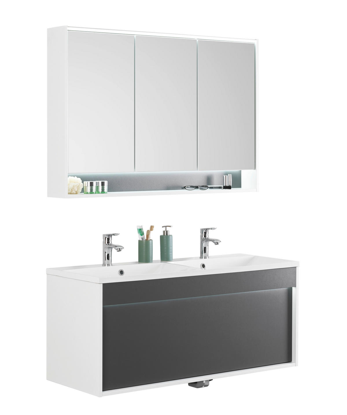 BADEZIMMER  in 120 cm  - Anthrazit/Weiß, KONVENTIONELL, Glas/Holzwerkstoff (120cm) - Voleo