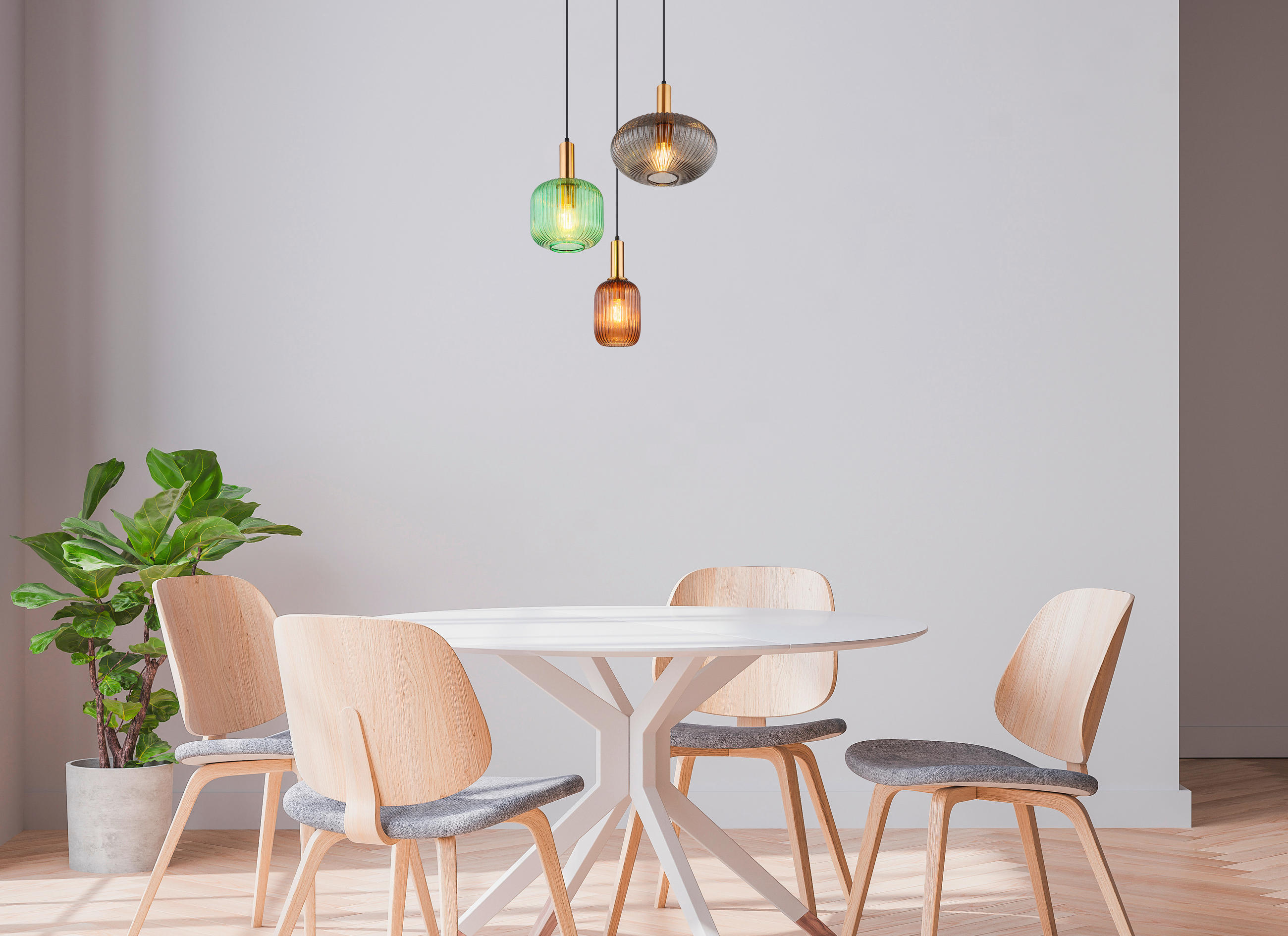 HÄNGELEUCHTE 55/130 cm    - Messingfarben/Grün, Design, Glas/Metall (55/130cm) - Globo