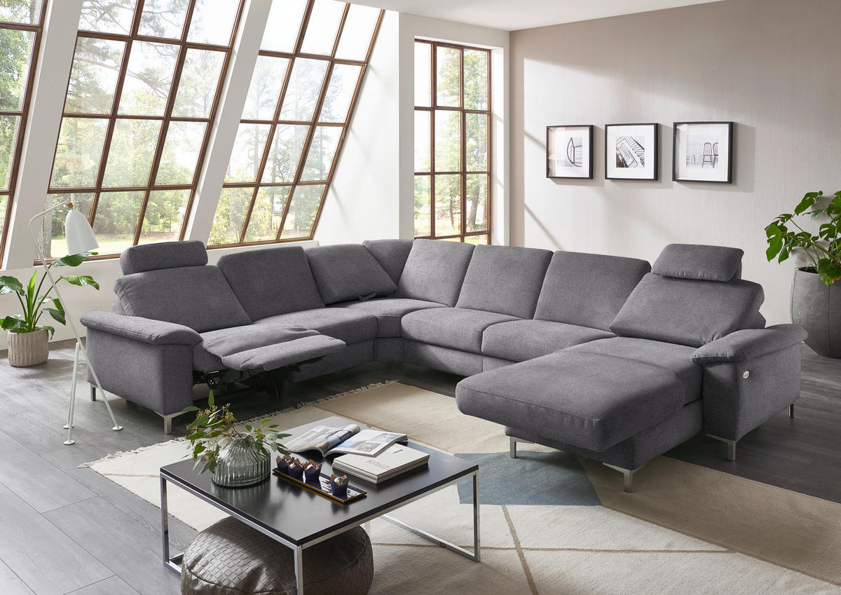 WOHNLANDSCHAFT in Chenille Grau  - Alufarben/Grau, Design, Textil/Metall (265/333/170cm) - Dieter Knoll