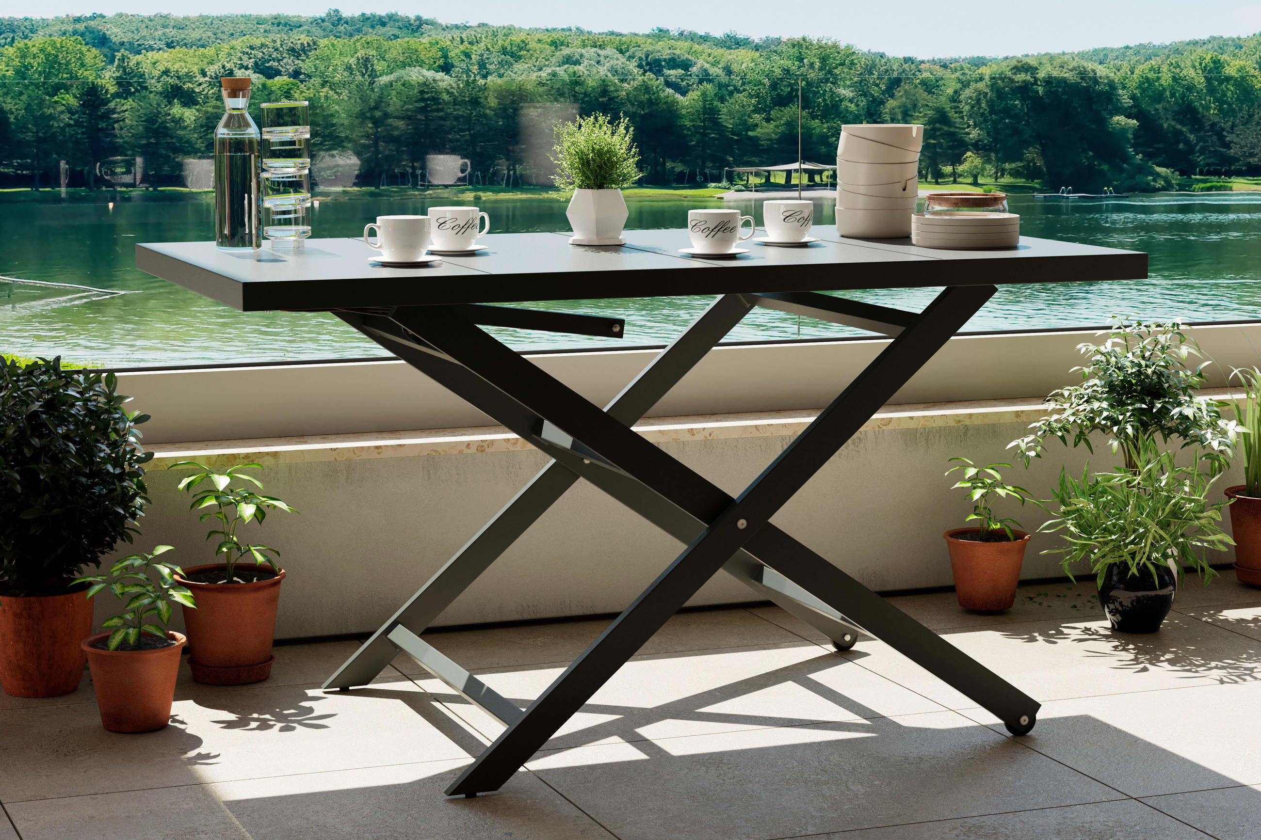 E-shop Ambia Garden STÔL NA TERASU, kov, 140/40-71/75 cm