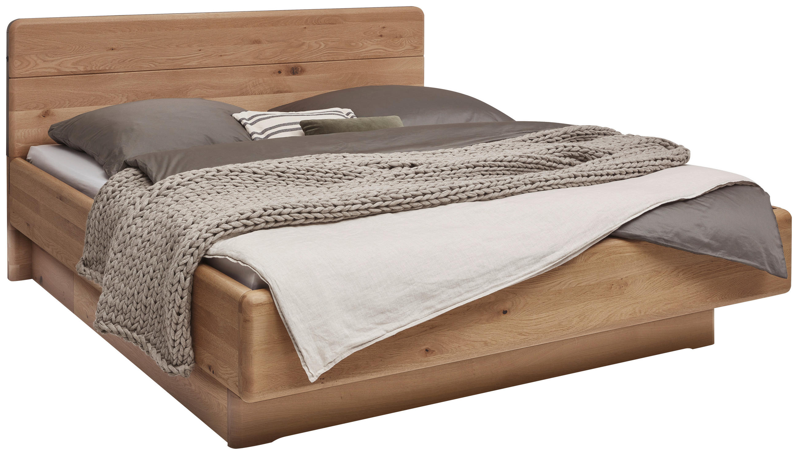 BETT 180/200 cm,  in Bronzefarben, Wildeiche, Befestigungsmaterial, Bettschubladen,  - Wildeiche/Schwarz, Natur, Holz (180/200cm) - Valnatura